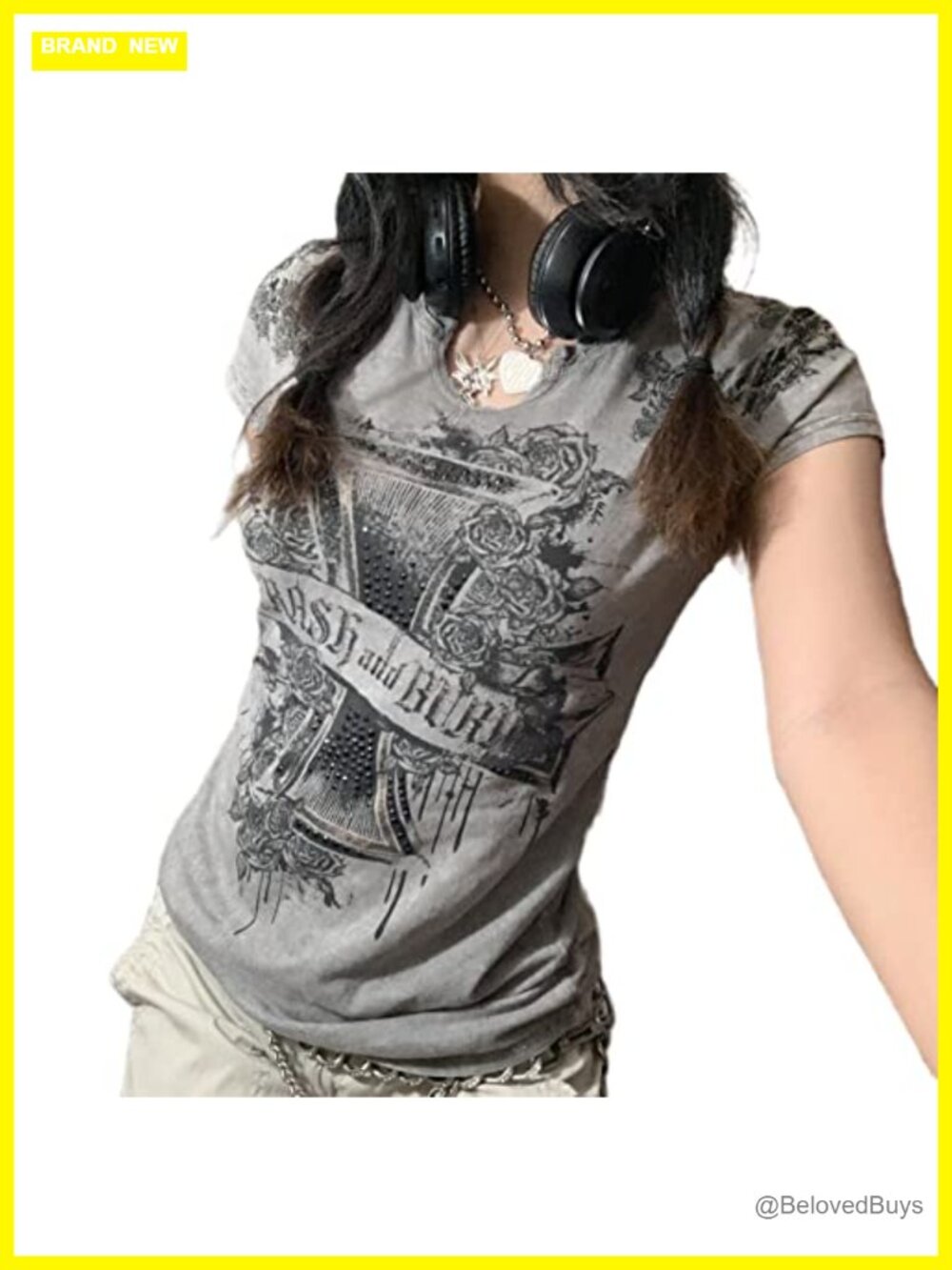 Womens E-Girls Short Sleeve Crop Top Fairy Grunge Graphic Print T-Shirt